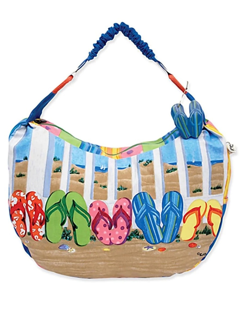NWT COLORFUL FLIP FLOPS BEACH BAG $58.50